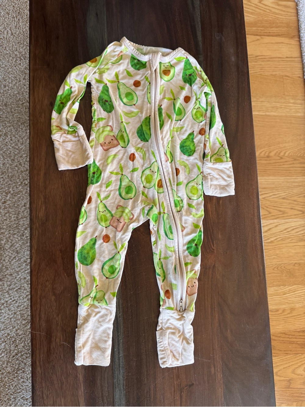 Little sleepies. Bamboo avocado theme, baby pajamas. Size 3-6 mo